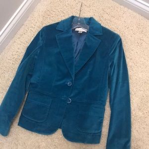 Petite sophisticate aqua velour blazer